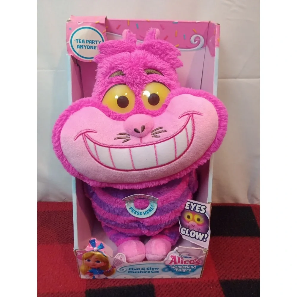 NEW Disney Junior Alice's Wonderland Bakery Chat & Glow Cheshire Cat Plush NEW